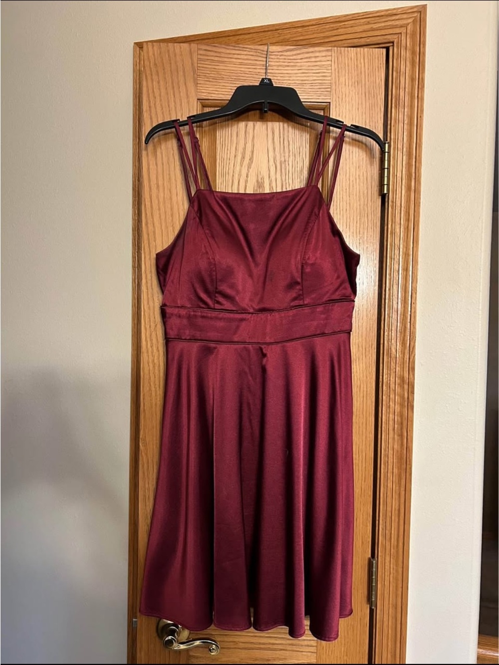 Satin Mini Dress with Double Spaghetti Straps